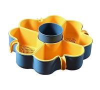 Ciieeo Double Layer Plastic Vegetable Washing Basket with Hook Handle and Slot Design, Easy to Pick and Grip, for Draining Fruits and Vegetables in Kitchen Storage