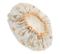 Ciieeo Double Layer Shower Cap Hair Bath Hat Comfortable Fit Prevents Hair Getting Wet Women Cute Light Green Elastic Design Delicate Pattern Bathing