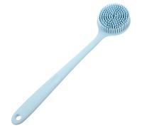Ciieeo Double-Sided Silicone Back Scrubber with Long Handle, Thickened Nordic Blue Body Bath Brush for Adults, Portable Shower Body Scrubber for Gentle Exfoliating and Deep Cleansing