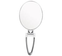 Ciieeo Double-sided Silver Oval Makeup Vanity Mirror with 3x Magnification, Foldable Portable Handheld Dresser Mirror for Travel and Personal Care