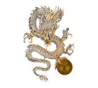 Ciieeo Dragon Brooch Pin for Women Elegant Golden Zinc Alloy with Rhinestone Eye Catching Sophisticated Design Easy to Attach and Remove Party Special Occasion Clothing Accessory