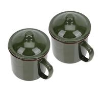 Ciieeo Drinking Cups Heat Resistant 2pcs Enamel with Lid Green Large Capacity Sturdy Smoothie Cups Insulated Turkish for Beer Festival Weekend
