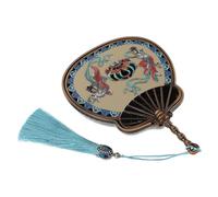 Ciieeo Dunhuang Metal Incense Burner Coil Holder with Cloud Pattern, Fan-Shaped Aromatherapy Fragrance Burner in Ancient Yellow, Decorative Home Fragrance Ornament for Living Room and