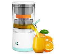 Ciieeo Electric Citrus Juicer, Rechargeable Fruit Extractor for Orange Lemon, Portable Squeezer Machine with USB Charging, Cordless Juicing Cup for Travel, White and Green