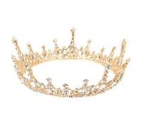 Ciieeo Elegant Baroque Style Wedding Tiara for Bride, White Alloy and Crystal round Crown Adding Charm and Elegance for Celebration and Prom