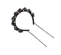 Ciieeo Elegant Black Tassel Headband for Women, Fabric Material with Rhinestone Decoration, Convenient to Wear and Not Easy to Fall, for Party and Banquet Hair Accessories