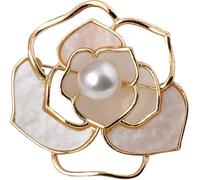 Ciieeo Elegant Golden Flower Brooch for Women, Alloy Shawl Brooch with Three-dimensional Lines, Not Easy to Fall, Suit Lapel Pin for Dresses and Coats at Christmas or New Year