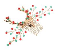 Ciieeo Elk Hair Comb Rhinestone Design Head Decor for Women Christmas Party Supply Alloy Material Delicate Women Hair Accessory Insert Decor Occasion