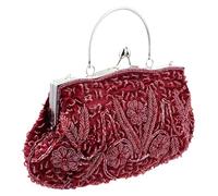 Ciieeo Embroidered Beaded Evening Clutch Bag 10.6 Inch Handmade Chain Handbag for Bridal Party Wedding Banquet