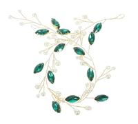 Ciieeo Emerald Green Artificial Pearl Headband Bridal Hair Accessory Handmade Wedding Hair Decoration for Brides