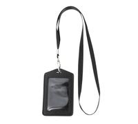 Ciieeo Employee Id Credit Holder Lanyard Cover Pu Leather with Hanging Lanyard Removable Strap Convenient to Carry for Office Badge