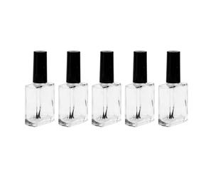 Ciieeo Empty 5pcs Bottles Nail 15ml with Glass Polish Brush inside Refillable Nail Varnish Containers Pack Sturdy and Not Easy to Break for Manicure