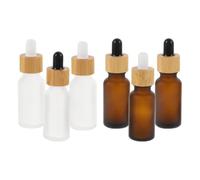 Ciieeo Essential Oil Bottle Random Colours Glass Dropper Bottle 6pcs Frosted with Wooden Cap Random Color for Perfumes and Essential Oils