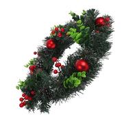 Ciieeo Evergreen Artificial Christmas Wreath with LED Lights Faux Red Berries Pine Cones Pine Needles Greenery Outdoor Door Wall Window Decor Rustic Holiday Ornament