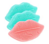 Ciieeo Exfoliating Brush Random Color Silicone Lip Shape 3pcs for Face Cleaning with Comfortable to Hold Design Manual Facial Cleansing Tool for Travel and Makeup Removal
