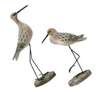 Ciieeo Figurines Mediterranean with Stable Easy and Design Colours to Place Seagull Statue Coastal Wooden 2pcs Set Bird Style Long Legged Seabird Decorations for Nautical Home Beach