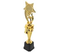 Ciieeo First Place Plastic Trophy Set 14.17in Gold Star Award Cups for Sports Competitions and Party Celebrations - Includes One Large and Two Small Trophies for Winners