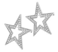 Ciieeo Five-Pointed Star Brooch 2Pcs Rhinestone Alloy Pins for Women Christmas Party and Cardigan Shawl Clip