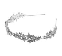Ciieeo Five-pointed Star Headband Bridal Headpiece Elegant Rhinestone Alloy Silver for Brides and Bridesmaids, Birthday Parties and Celebrations
