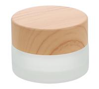 Ciieeo Frosted Glass Pen Brush Washing Cup with Lid 5g Wooden Lid Manicure Liquid Holder Practical Nail Art Tool for False Nails