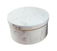 Ciieeo Gilded Marble Preserved Flower Box Medium White with Lid Romantic Wedding Present Paper Storage Wrapping Container