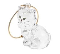 Ciieeo Glass Cat Hair Collector Keychain with Reinforced Ring, Memorial Keepsake Jar Pendant for Pet Owners, Cute Sitting Cat with Bow Bag Decoration Charm