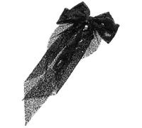 Ciieeo Glitter Black Bow Hair Clip Sequin Fabric Hair Clip Bows Stylish High Ponytail for Everyday Wear and Formal Events