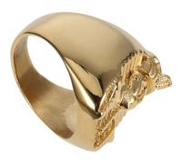 Ciieeo Gold Plated Egyptian Pharaoh Stainless Steel Ring for Men Size 11, Retro Male Finger Band, Sturdy Adult Men’s Jewelry Suitable for Daily Wear and