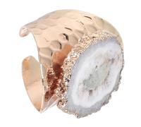 Ciieeo Gold Plated Irregular Natural Crystal Stone Ring for Women, Decorative Finger Jewelry, White Gold Plated Statement Ring for Fashion and Daily Wear