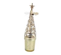 Ciieeo Gold Snowflake Christmas Candle Holder Rotating Metal Tea Light Carousel for Festive Table Centerpiece Home Holiday Decor