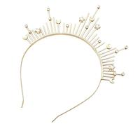 Ciieeo Golden Alloy Goddess Headband with Star Moon Rhinestone, Elegant Statement Design for Carnival Events and Formal Occasions, Offering Lasting Comfort and Easy Styling Solution