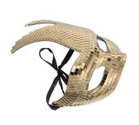 Ciieeo Golden Cat Face Mask with Adjustable Straps and Reflective Glass Design, Half Face for Halloween Events and Celebration Parties, Elegant Craftsmanship with Disco Vibes