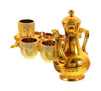 Ciieeo Golden Offering Cups and Teapot for Buddhist Rituals with Delicate Craft and Comfortable Feel Suitable for Temple Offering Supplies and Everyday Use