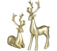 Ciieeo Golden Resin Reindeer Figurines, 2pcs Christmas Elk Decorations, 7. 08” Tabletop Adornments for Holiday Party, Decor