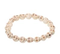 Ciieeo Gothic Skeleton Bracelet Punk Wristband with Beaded Design, Stone Material, Beige Colour, Cosplay Prop for Halloween Accessories, Unique Fashionable Style for Women and Couples