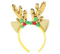 Ciieeo Hair Antler Ears Xmas Fashionable and Accessories Elk for Pink Fabric Headband with Decoration Random Color Christmas Party and Cheer Props