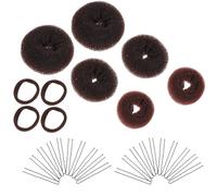 Ciieeo Hair Bun Maker Synthetic Material Styling Tool Kit 2 Sets with U-shaped Hairpins and Elastic Bands, Easy to Use Accessories to Add Volume and Fullness for Wedding and Party