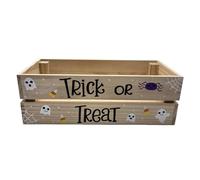 Ciieeo Halloween Candy Bowl Wooden Candy Dish Trick or Treat Large Halloween Serving Dish Holder Wood Serving Bowl Tableware for Table Desk Khaki