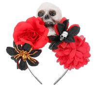 Ciieeo Halloween Skull Headband with Cloth Rose Flower, Lightweight and Easy to Wear Skeleton Headpiece for Party and Daily Use, Delicate Craftsmanship Festival Hair Accessory