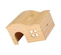 Ciieeo Hamster Wood Hideout Small Wooden Bite-Resistant House No Bottom for Hamsters, Guinea Pigs, and Rats Natural Bamboo Wood Cabin for Cage Hiding and Maze Play