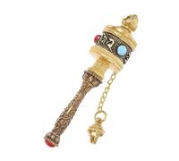 Ciieeo Hand Cranked Copper Prayer Wheel Unique Religious Ornament for Home Decor Smoothly Rotating Blessing Prayer Wheel for Inner Strength and Relaxation Souvenir and Collectible