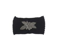 Ciieeo Hand Made Woolen Yarn Hair Hoops Warm Hair Band with Flower Pattern Comfortable Headband for Women and Simple Elegant Headwrap in Black