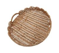 Ciieeo Hand-woven round Fruit Basket Made of Plastic Rustic Style, Easy to Clean and Prevents Items from Rolling, for Displaying Bread and Fruit on Tea Table or Balcony