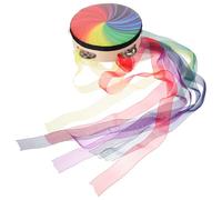 Ciieeo Handheld 6-Inch Tambourine with Rainbow Ribbons, Classical Dance Percussion Drum for Adults and, Musical Instrument for Church and Performance Use