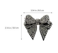 Ciieeo Handmade 3d Beaded Bowknot Cloth Patch Adornment for Shoes and Bags, Black Base Silver Grey Bow Patch Decoration, Shoe Charm Accessory for Women