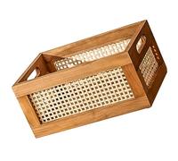 Ciieeo Handmade Bamboo Woven Storage Basket Versatile Desktop Organizer for Home Office Capacity for Magazines Toys Clothes More