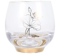 Ciieeo Handmade Crystal Glass Tea Cup with Gold Trim, Lotus Pattern Small Cup for Party and Home Use, Elegant Beverage Glassware Gift for Men and Women