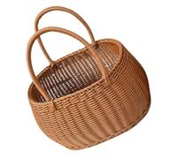 Ciieeo Handmade Woven Picnic Basket Fruit Storage Basket with Handle Lightweight Portable Design Versatile for Flowers Sundries Outdoor Use Home Decor
