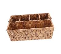 Ciieeo Handwoven Wicker Flatware Organizer with Compartments Vintage Straw Basket for Forks Utensil Storage Container Multipurpose Cutlery Caddy for Kitchen Picnic and Home Decor