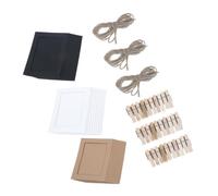 Ciieeo Hanging Picture Frame Set 30pcs with Clips and Flax Rope, Paper and Wood Material, Simple Chic Decorative Style for Displaying and Storing Precious Photos, for Graduation
